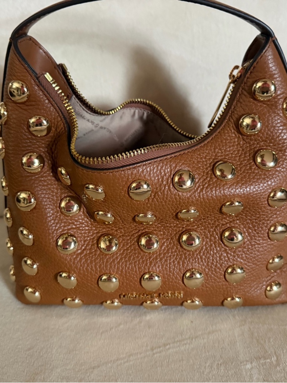 Michael Kors Ember Small Embellished Pebbled Leather Messenger Bag